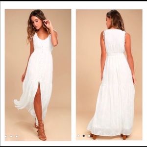 Lulus Time well spent white maxi dress NWT!